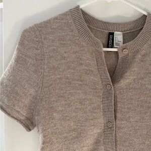 Short sleeve button up sweater top